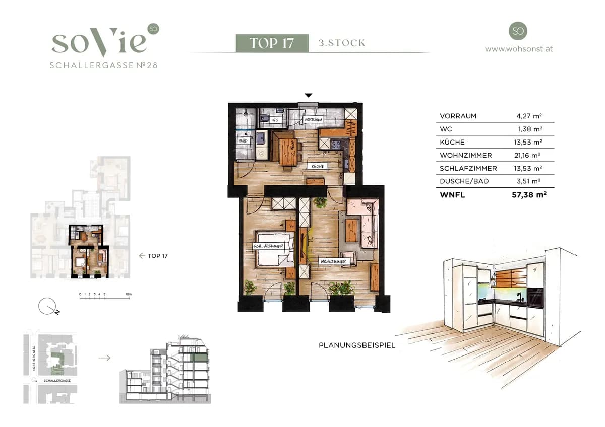 2-Zimmer-Wohnung kaufen in Wien – 57,52 m², € 427.500 – Bild 2 von 18