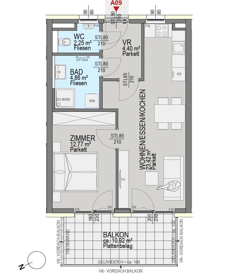2-Zimmer-Wohnung kaufen in Graz – 47,7 m², € 340.900 – Bild 6 von 6