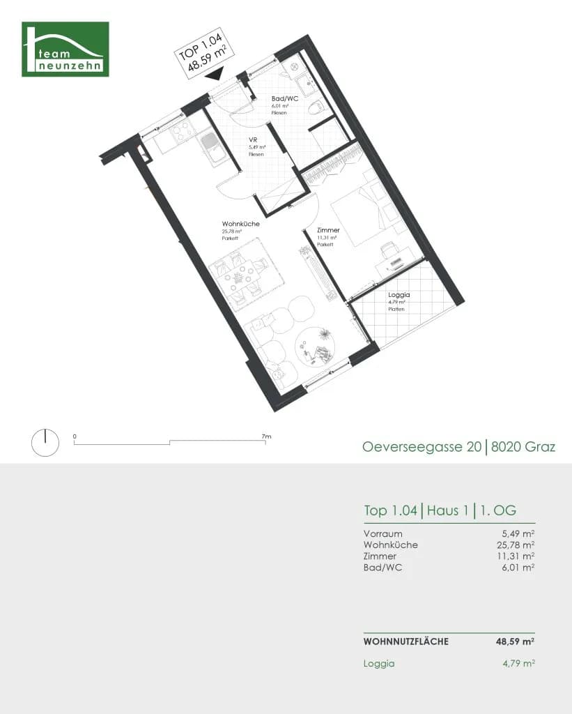 2-Zimmer-Wohnung mieten in Graz – 48,59 m², € 750 – Bild 17 von 17