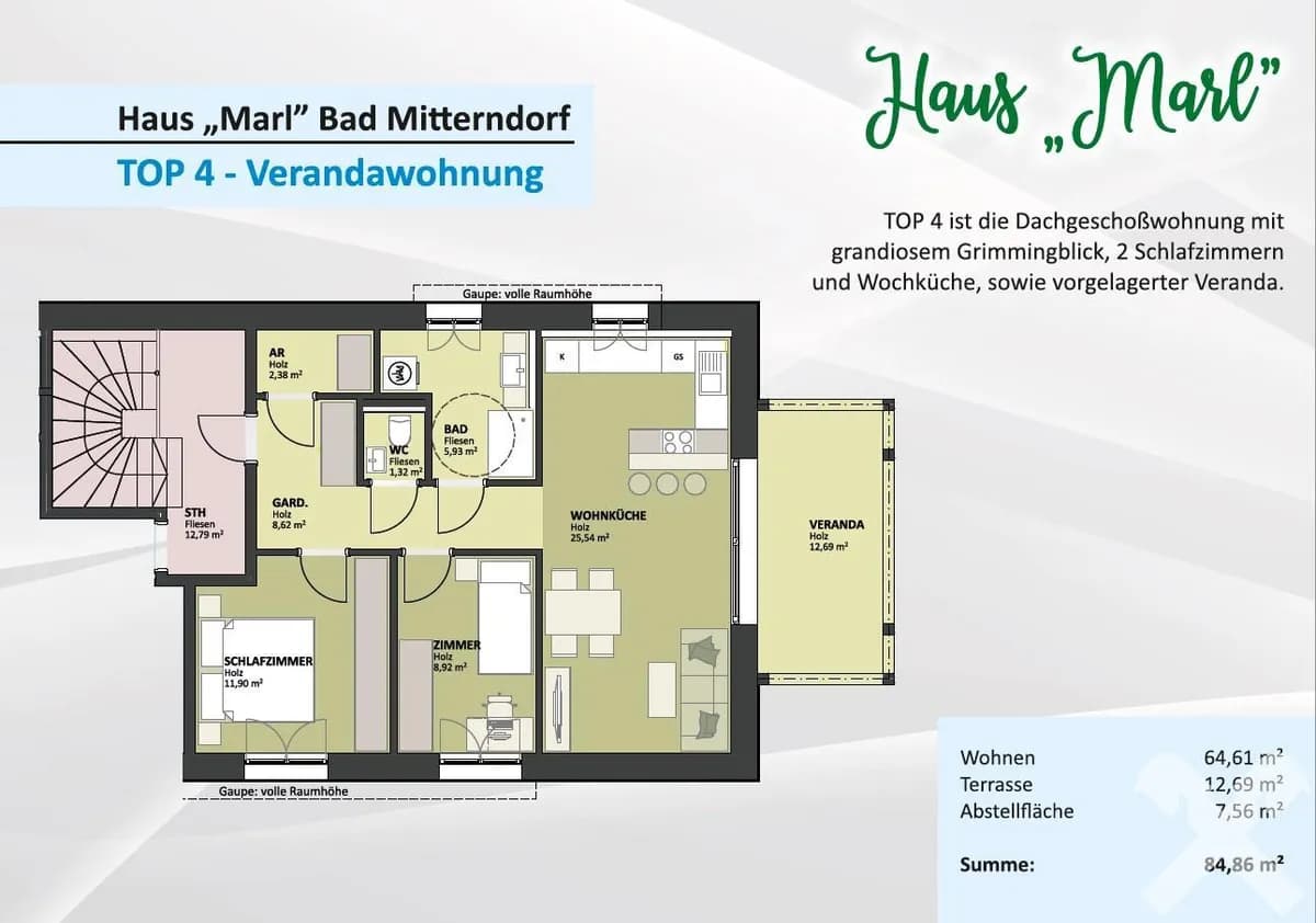 3-Zimmer-Wohnung kaufen in Liezen – 61,18 m², € 460.000 – Bild 3 von 3