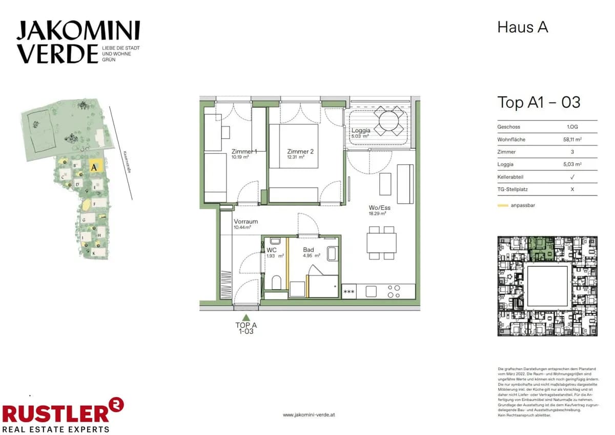 3-Zimmer-Wohnung kaufen in Graz – 58,11 m², € 290.000 – Bild 1 von 8