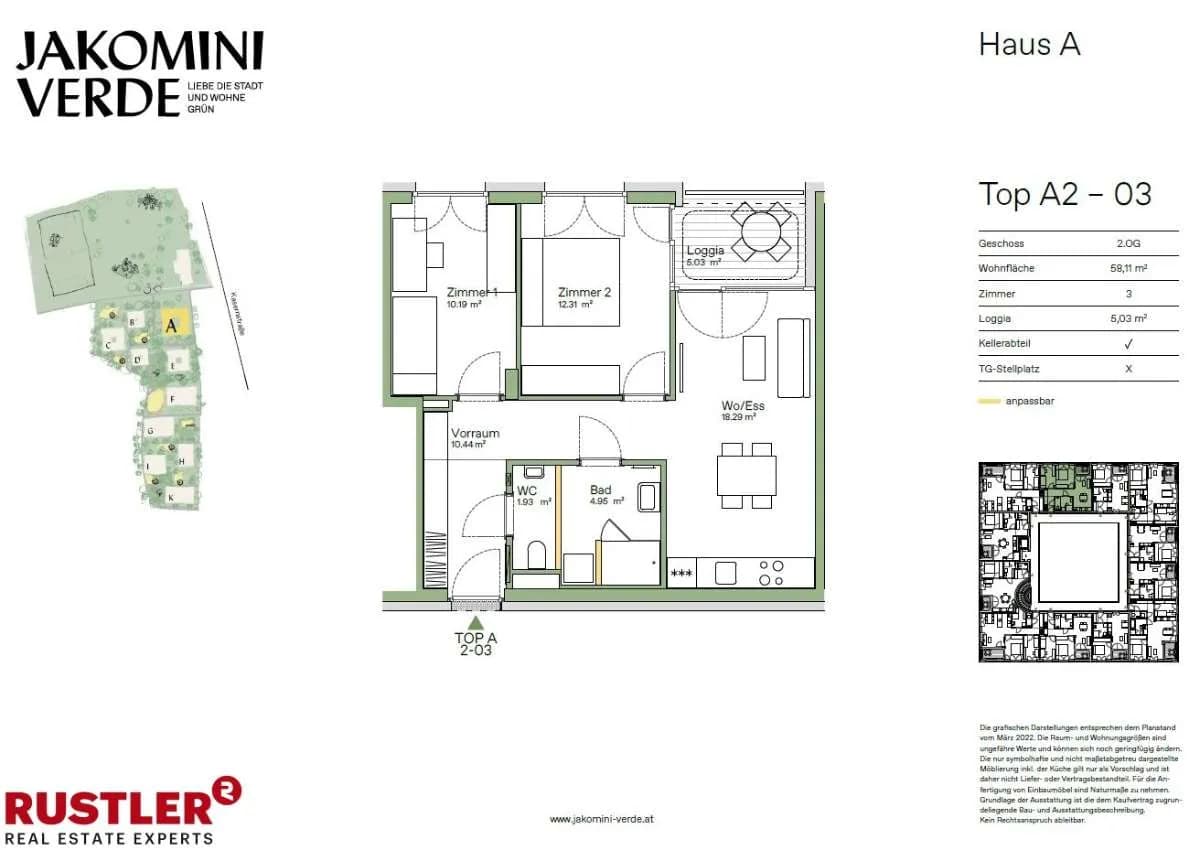 3-Zimmer-Wohnung kaufen in Graz – 58,11 m², € 299.000 – Bild 1 von 8