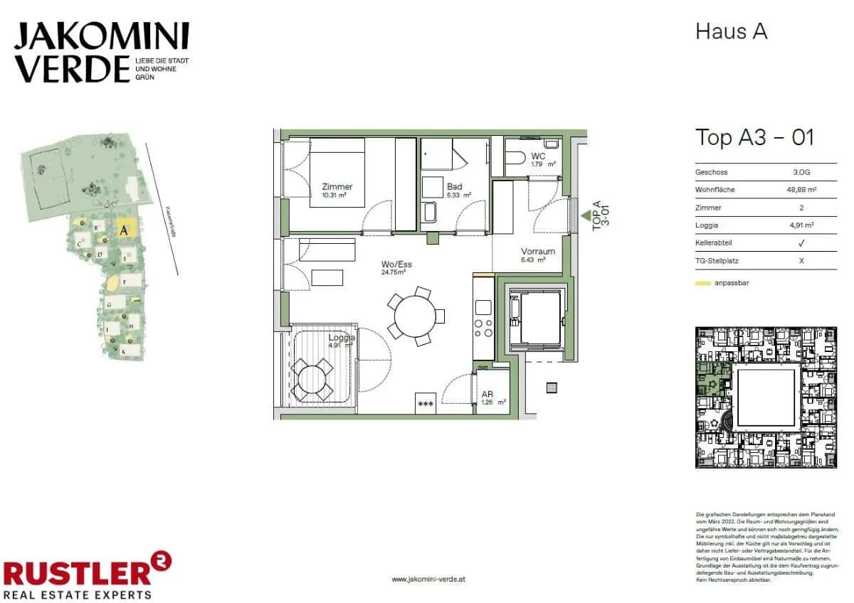 2-Zimmer-Wohnung kaufen in Graz – 48,88 m², € 253.000 – Bild 1 von 8