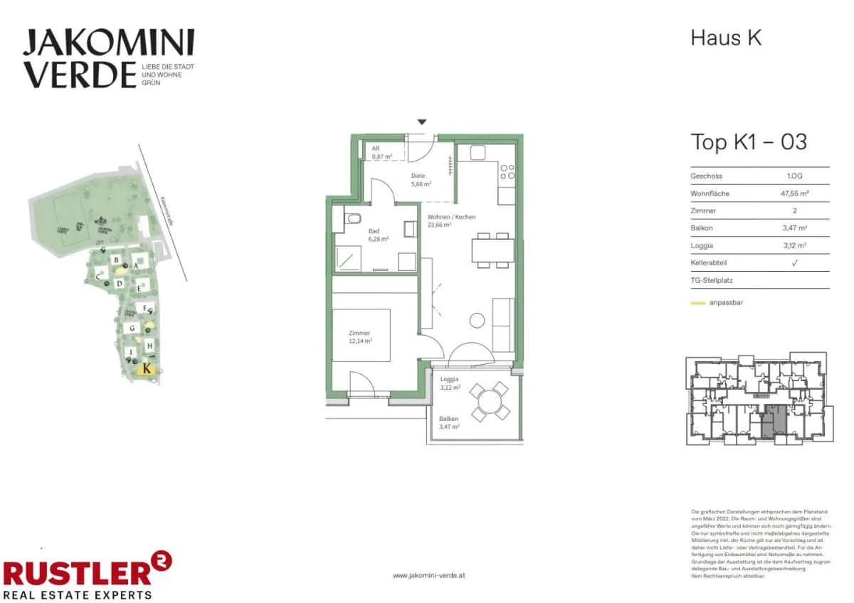 2-Zimmer-Wohnung kaufen in Graz – 47,55 m², € 245.000 – Bild 9 von 13