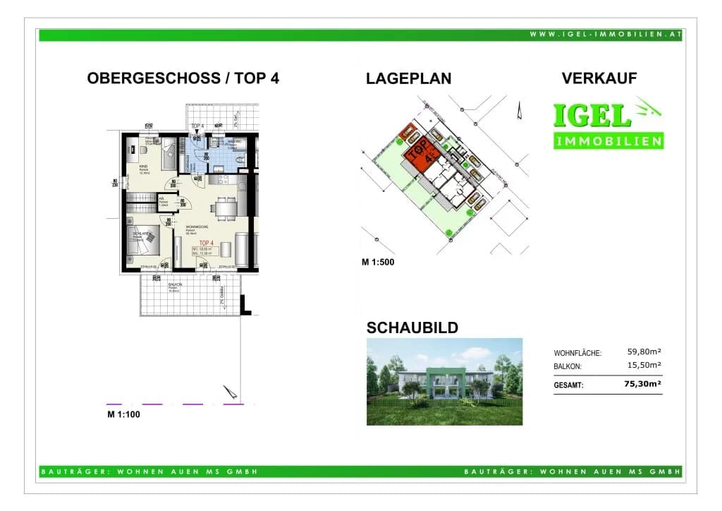 3-Zimmer-Wohnung kaufen in Villach – 60 m², € 294.500 – Bild 6 von 7