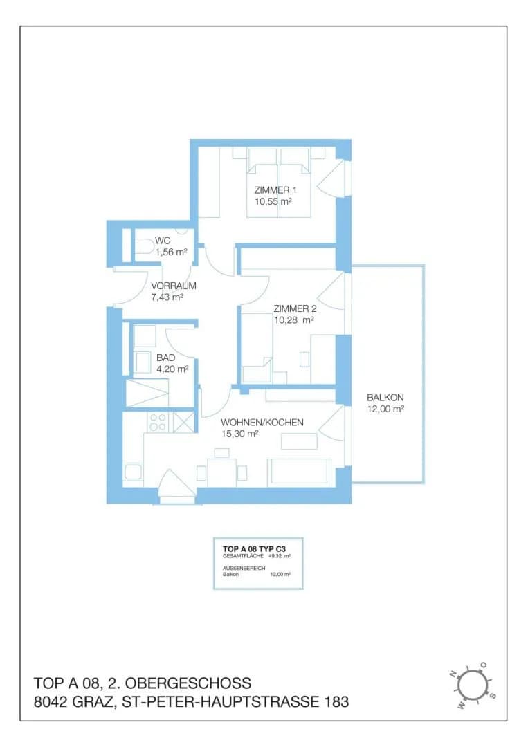 Wohnung mieten in Graz – 49,32 m², € 887 – Bild 15 von 15
