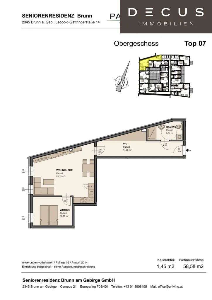 2-Zimmer-Wohnung mieten in Mödling – 58,58 m², € 895 – Bild 2 von 2