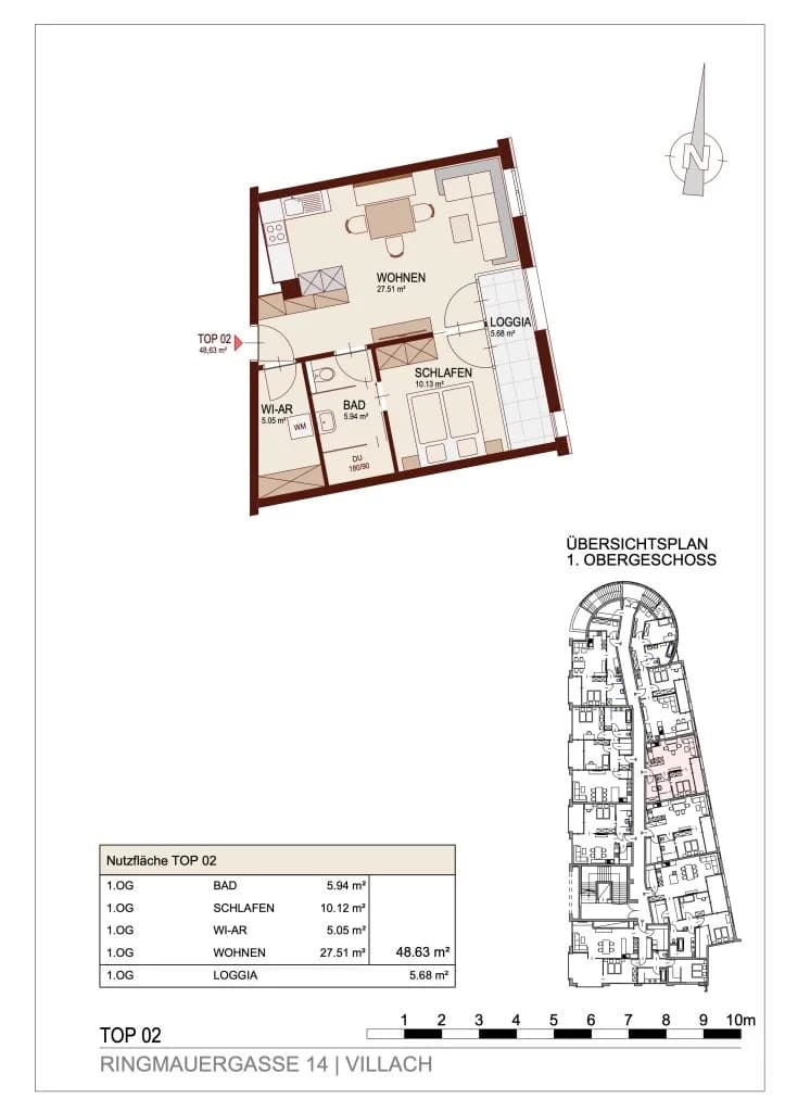 2-Zimmer-Wohnung kaufen in Villach – 48,63 m², € 272.537 – Bild 2 von 2