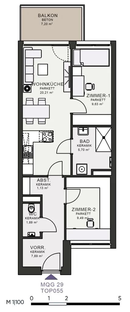 3-Zimmer-Wohnung mieten in Graz – 56,57 m², € 874 – Bild 6 von 6
