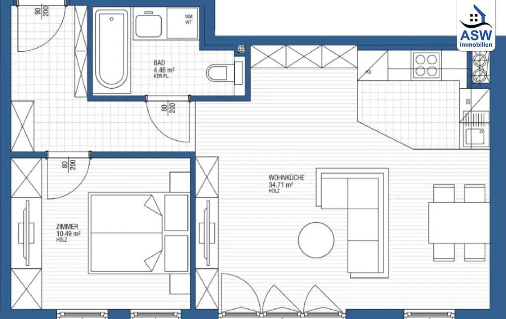 2-Zimmer-Wohnung mieten in Wien – 49,26 m², € 949 – Bild 6 von 6