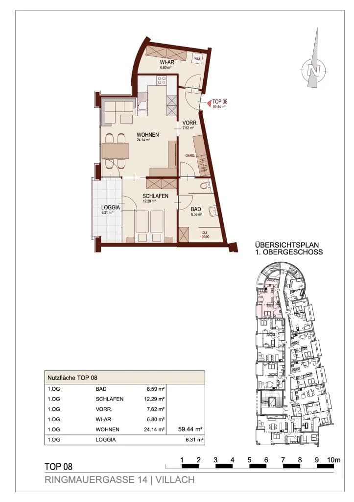 2-Zimmer-Wohnung kaufen in Villach – 59,44 m², € 351.464 – Bild 2 von 8