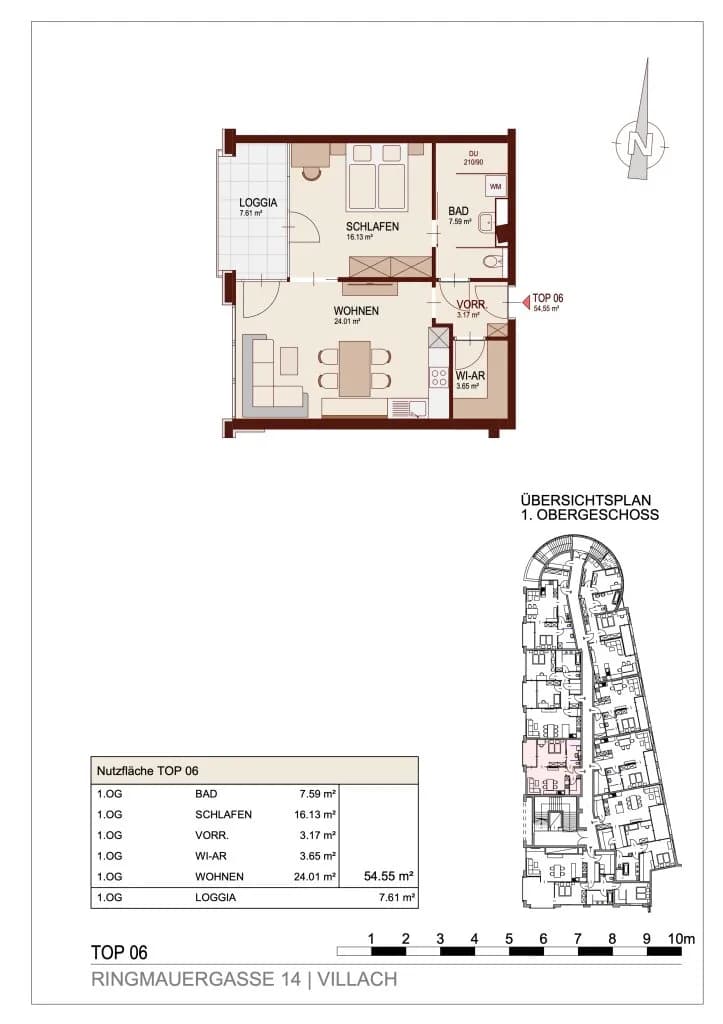 2-Zimmer-Wohnung kaufen in Villach – 54,55 m², € 332.273 – Bild 2 von 3