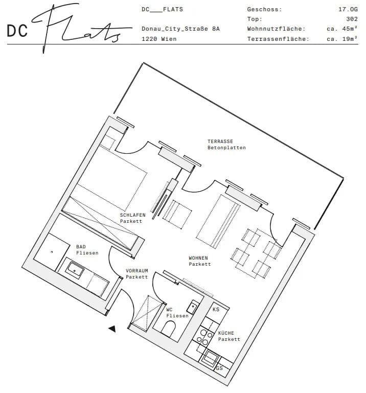 2-Zimmer-Wohnung mieten in Wien – 44,57 m², € 1.645 – Bild 14 von 16