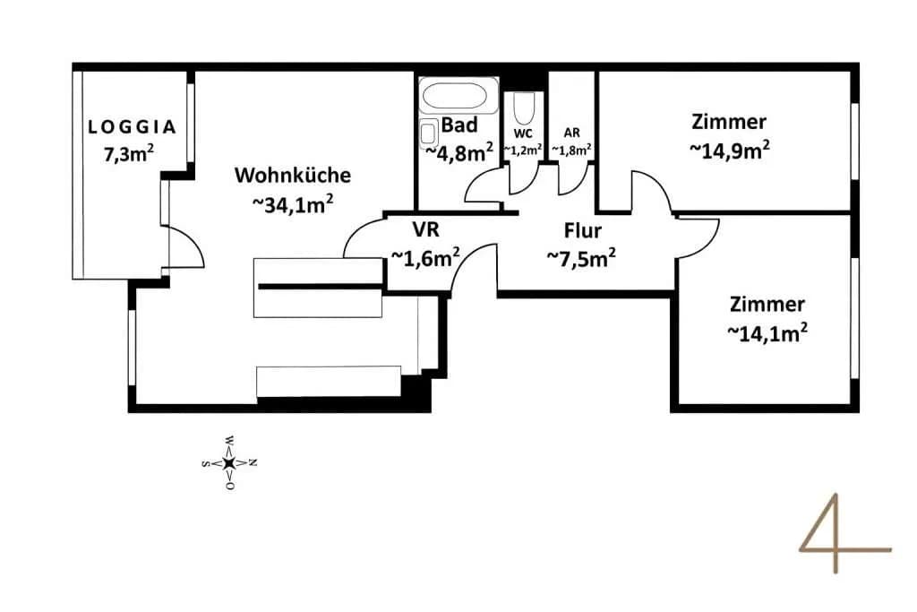 3-Zimmer-Wohnung mieten in Wien – 82,68 m², € 1.720 – Bild 7 von 7