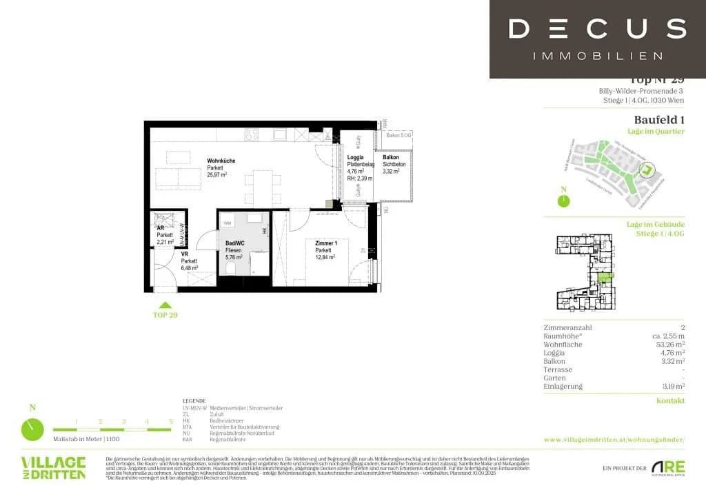 2-Zimmer-Wohnung mieten in Wien – 53,22 m², € 1.249 – Bild 5 von 5