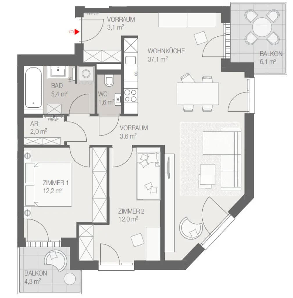 3-Zimmer-Wohnung kaufen in Mödling – 76,97 m², € 390.818 – Bild 10 von 10