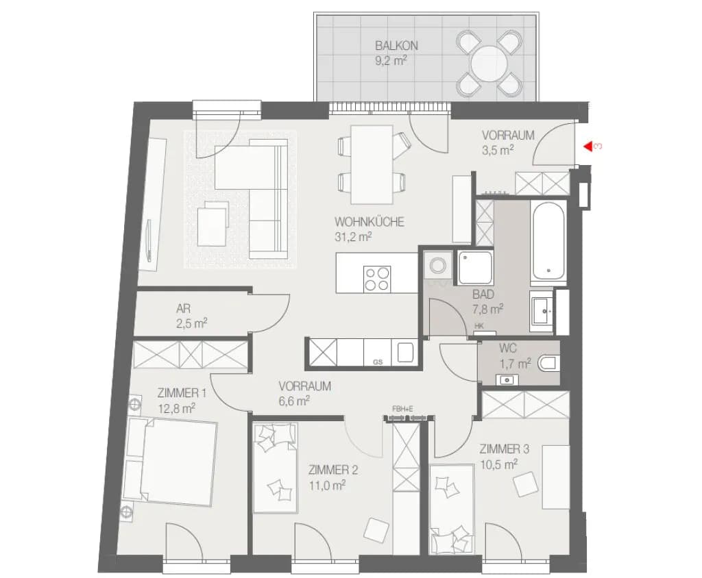 3-Zimmer-Wohnung kaufen in Mödling – 87,55 m², € 454.455 – Bild 11 von 11