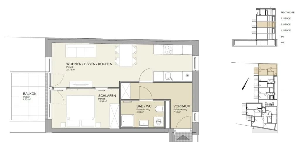 2-Zimmer-Wohnung mieten in Graz – 44 m², € 731 – Bild 6 von 6