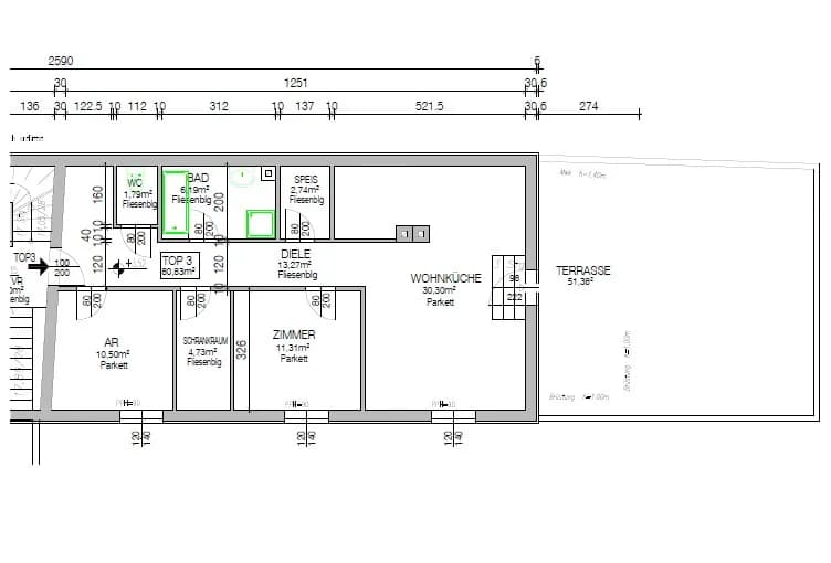 3-Zimmer-Wohnung mieten in Mödling – 80,83 m², € 1.650 – Bild 14 von 14