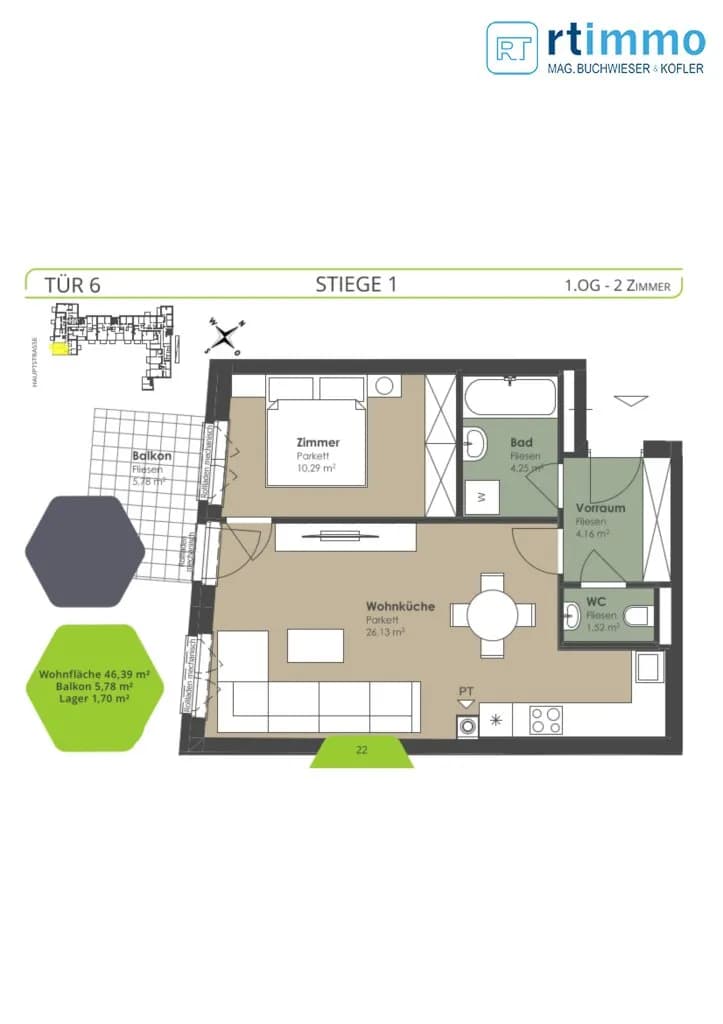 Wohnung kaufen in Tulln – 46,39 m², € 219.000 – Bild 9 von 9