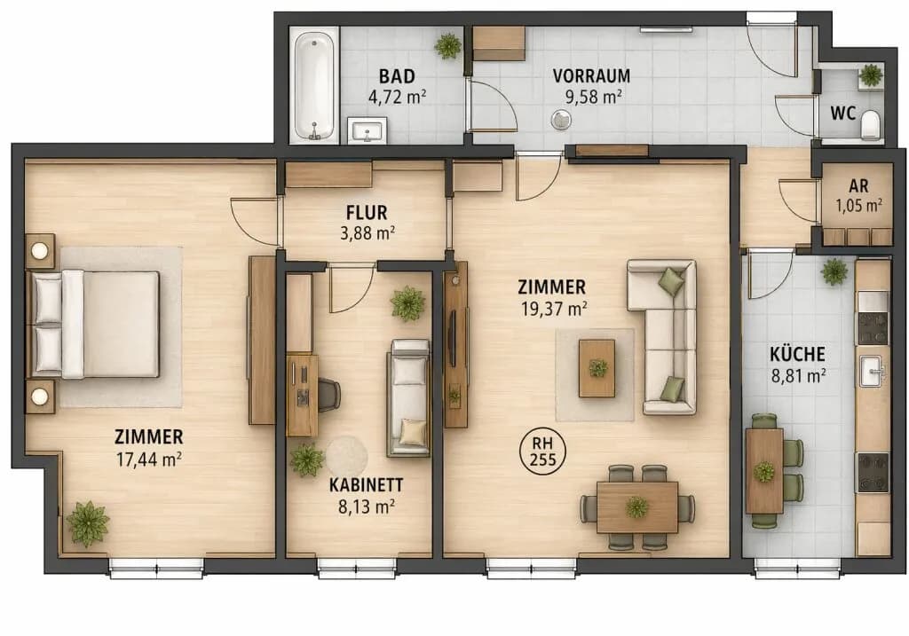 3-Zimmer-Wohnung kaufen in Wien – 74,36 m², € 265.000 – Bild 13 von 13