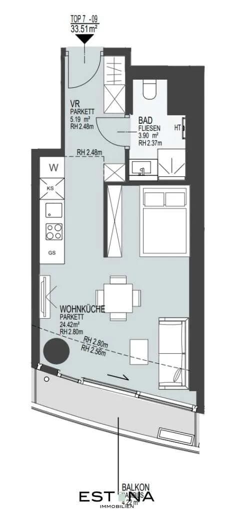 1-Zimmer-Wohnung mieten in Wien – 33,51 m², € 1.500 – Bild 21 von 21