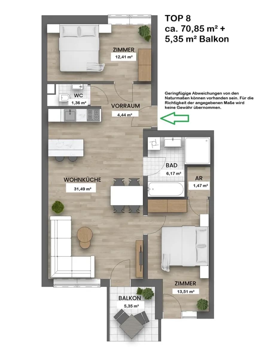 3-Zimmer-Wohnung kaufen in Wien – 70,85 m², € 460.000 – Bild 17 von 19
