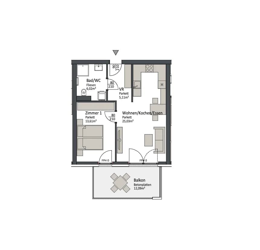 2-Zimmer-Wohnung kaufen in Villach – 49,77 m², € 202.900 – Bild 2 von 4