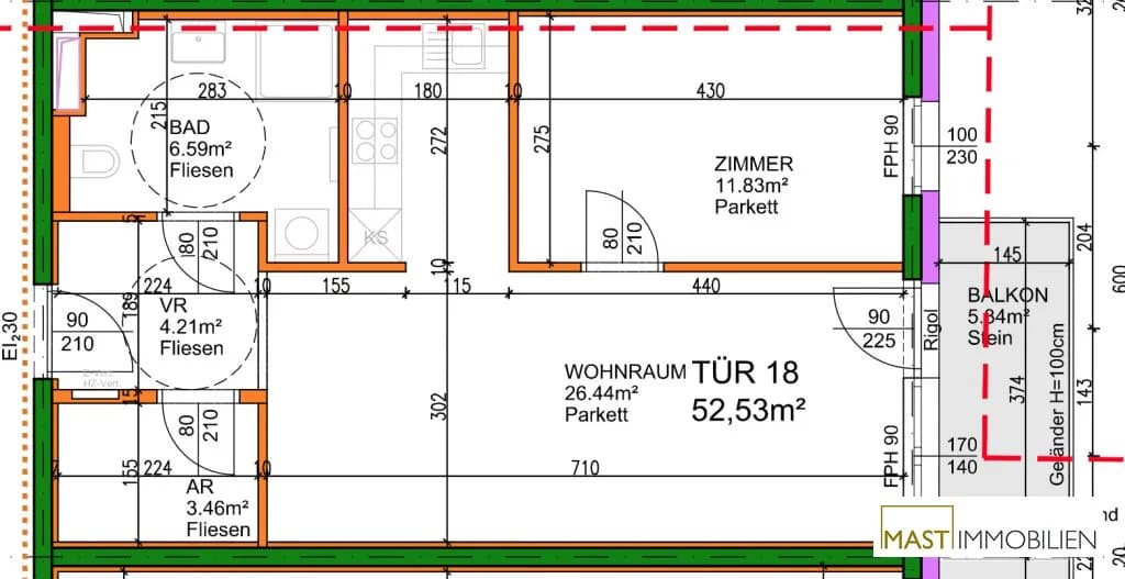 2-Zimmer-Wohnung mieten in Wien – 52,53 m², € 938 – Bild 12 von 12