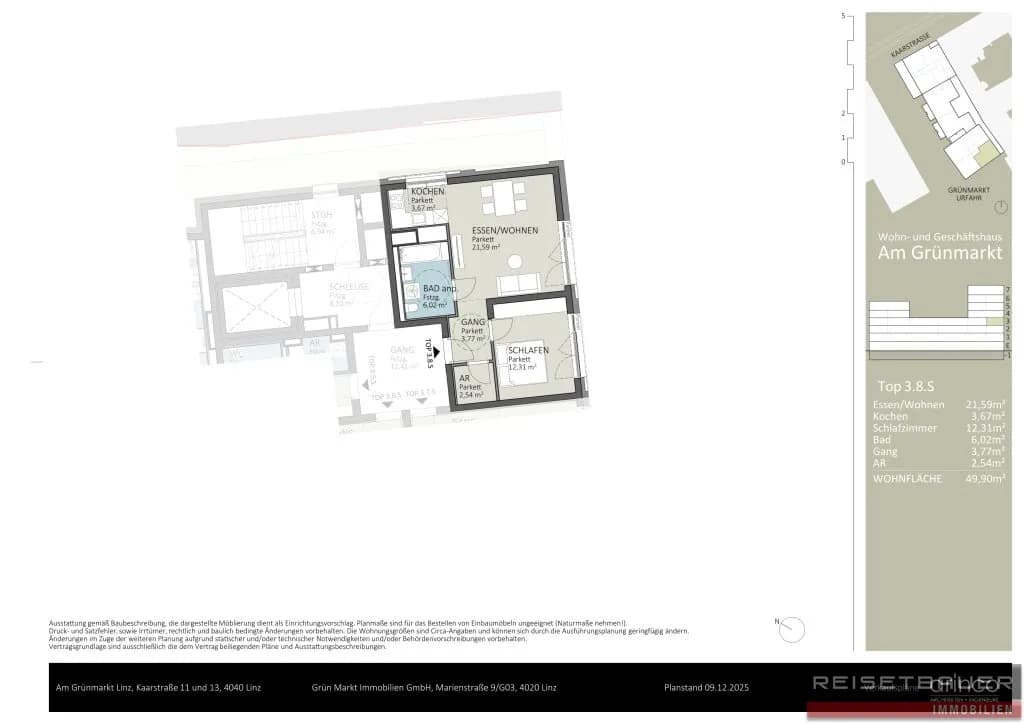 2-Zimmer-Wohnung kaufen in Linz – 49,07 m², € 369.307 – Bild 6 von 6