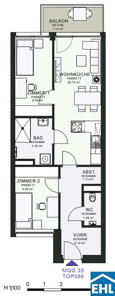 3-Zimmer-Wohnung mieten in Graz – 54,82 m², € 840 – Bild 24 von 24