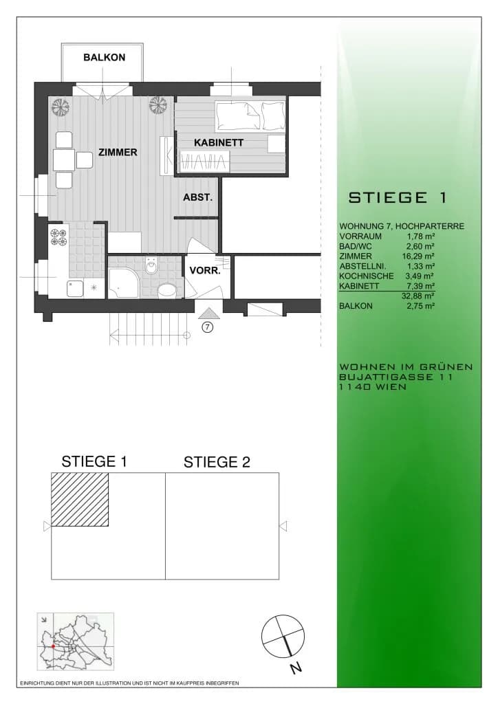 1-Zimmer-Wohnung kaufen in Wien – 33,03 m², € 168.900 – Bild 8 von 8