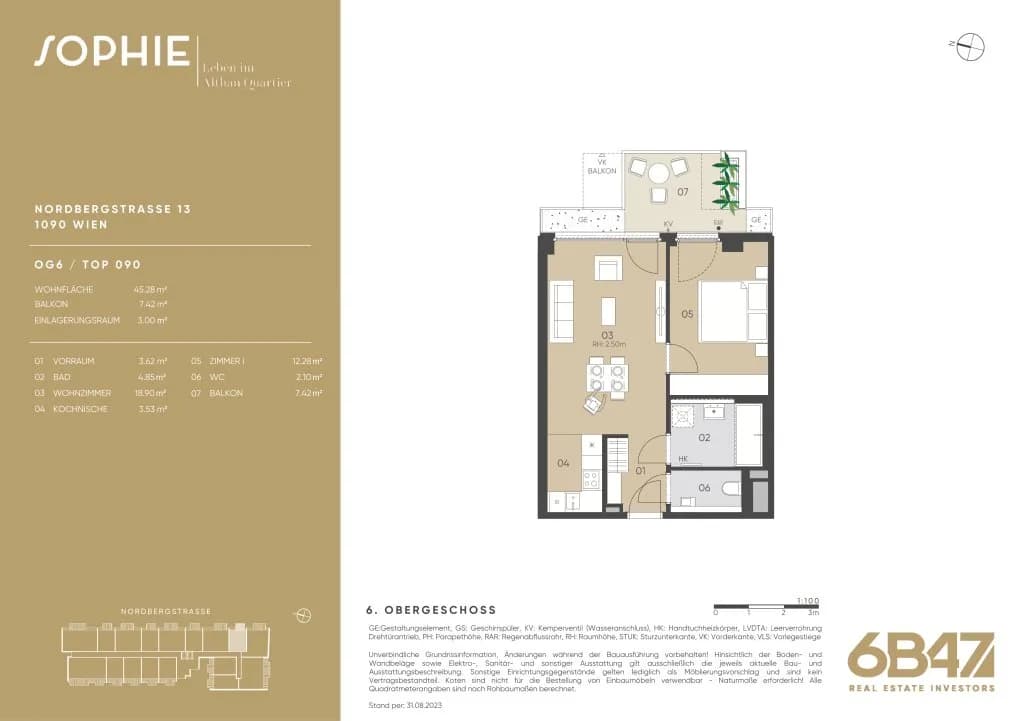 2-Zimmer-Wohnung kaufen in Wien – 45,28 m², € 530.500 – Bild 13 von 13