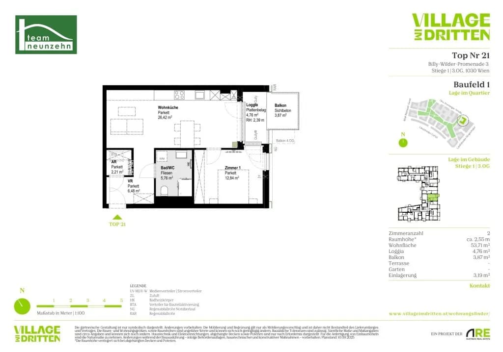 2-Zimmer-Wohnung mieten in Wien – 53,26 m², € 1.249 – Bild 29 von 29