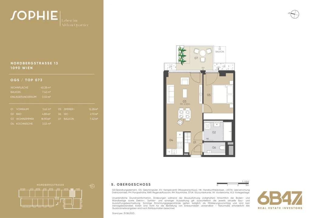 2-Zimmer-Wohnung kaufen in Wien – 45,28 m², € 480.500 – Bild 13 von 13