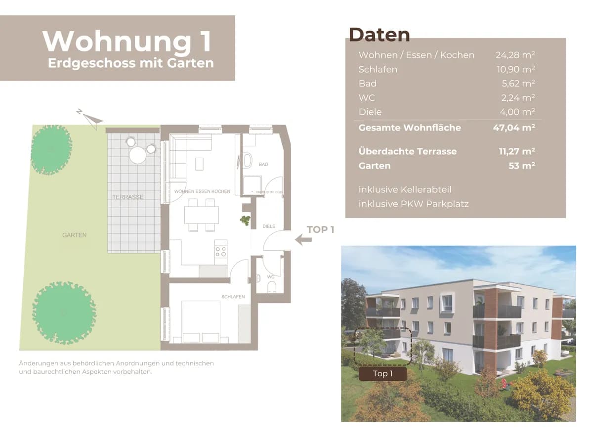 2-Zimmer-Wohnung kaufen in Grieskirchen – 47,04 m², € 209.000 – Bild 3 von 9