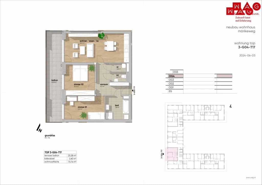 3-Zimmer-Wohnung kaufen in Linz – 73,76 m², € 466.060 – Bild 19 von 21