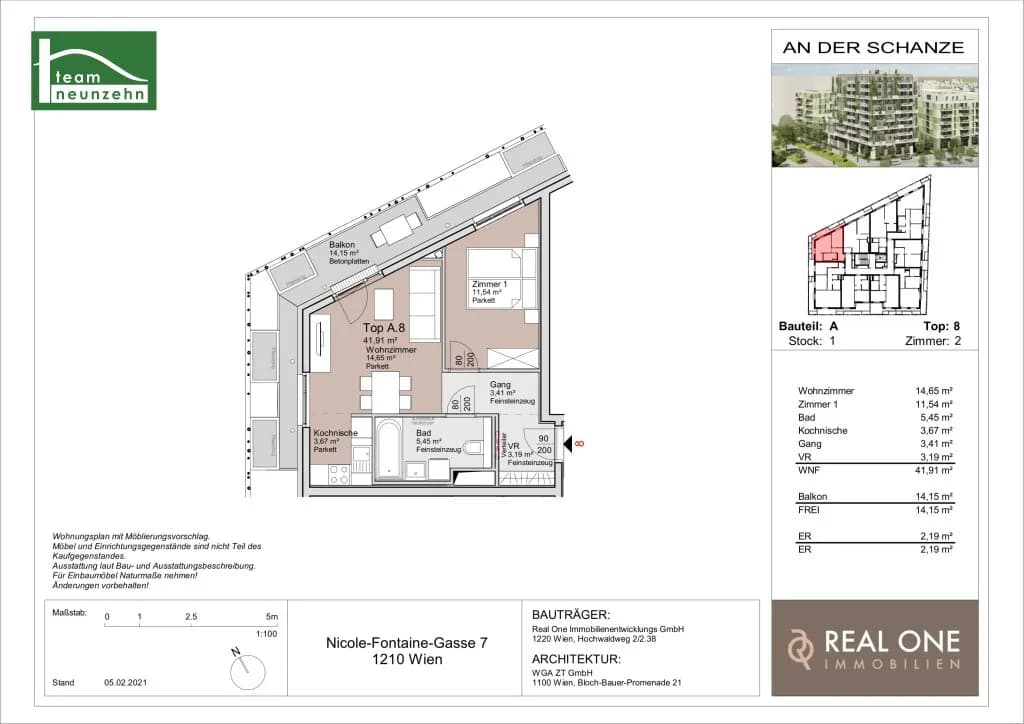 2-Zimmer-Wohnung mieten in Wien – 41,91 m², € 949 – Bild 10 von 10