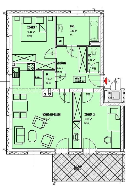 Wohnung mieten in Mistelbach – 74,62 m², € 771 – Bild 5 von 5