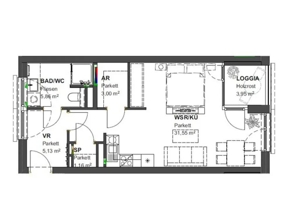 1-Zimmer-Wohnung mieten in Klagenfurt – 46,7 m², € 702 – Bild 9 von 9