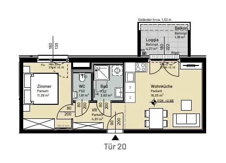 2-Zimmer-Wohnung mieten in Wien – 40,24 m², € 880 – Bild 3 von 9