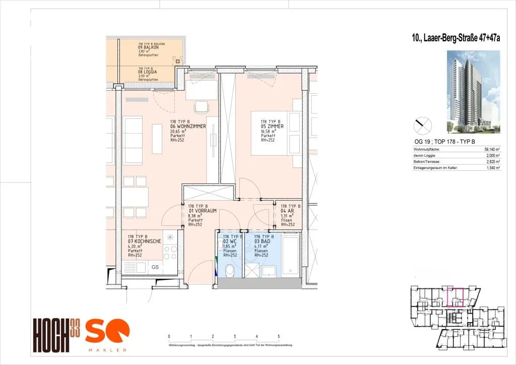 2-Zimmer-Wohnung kaufen in Wien – 57,16 m², € 333.000 – Bild 16 von 16