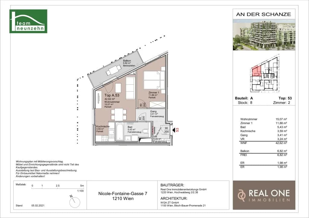 2-Zimmer-Wohnung mieten in Wien – 42,62 m², € 1.099 – Bild 11 von 11
