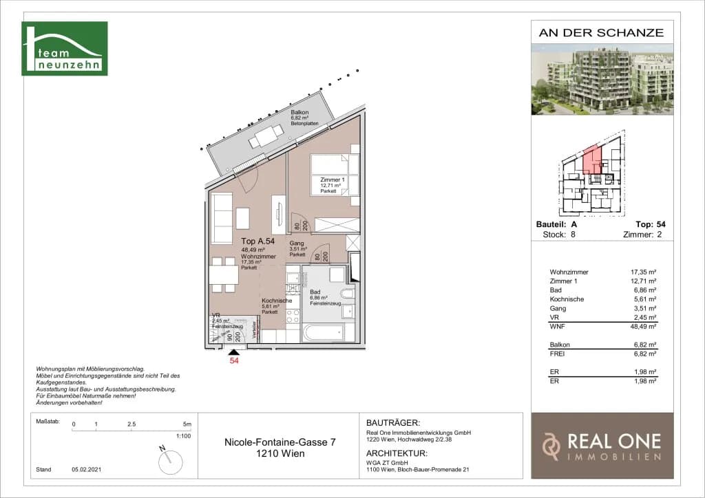 2-Zimmer-Wohnung mieten in Wien – 48,49 m², € 1.199 – Bild 10 von 10