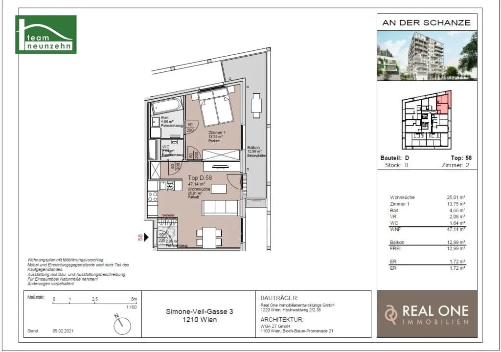 2-Zimmer-Wohnung mieten in Wien – 47,14 m², € 1.199 – Bild 10 von 10