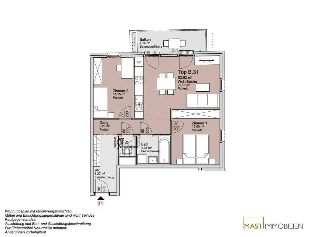 3-Zimmer-Wohnung kaufen in Wien – 61,02 m², € 450.000 – Bild 13 von 13