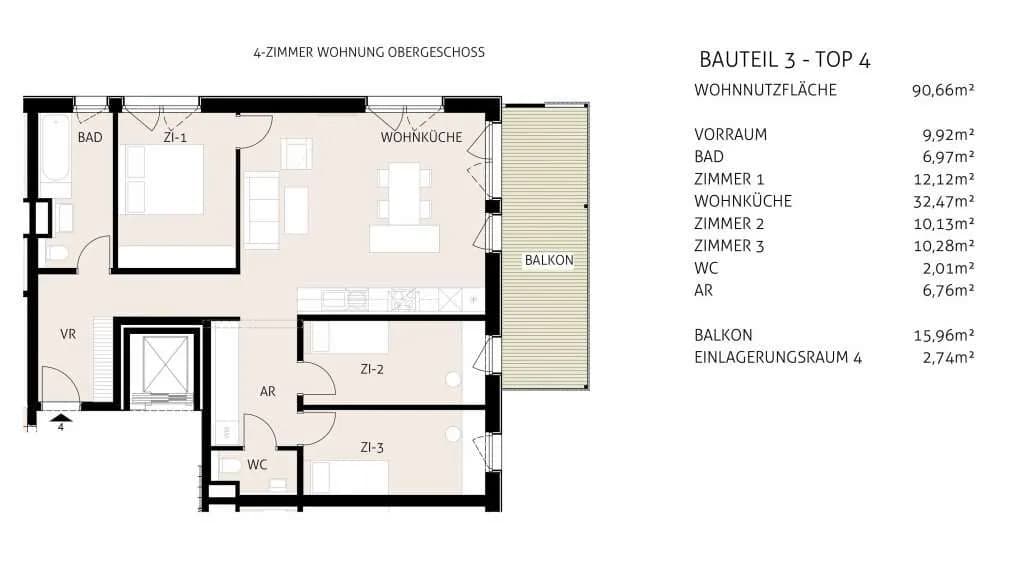 4-Zimmer-Wohnung kaufen in Mödling – 90,66 m², € 591.900 – Bild 24 von 24