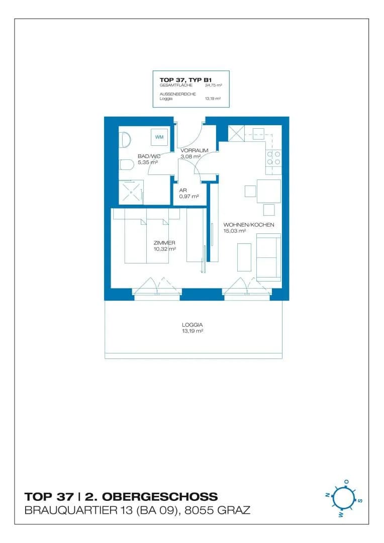 2-Zimmer-Wohnung mieten in Graz – 47,94 m², € 691 – Bild 14 von 14