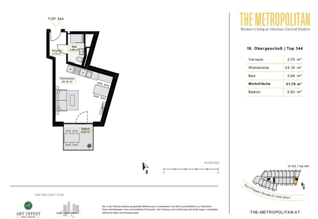 1-Zimmer-Wohnung mieten in Wien – 31,79 m², € 869 – Bild 11 von 11