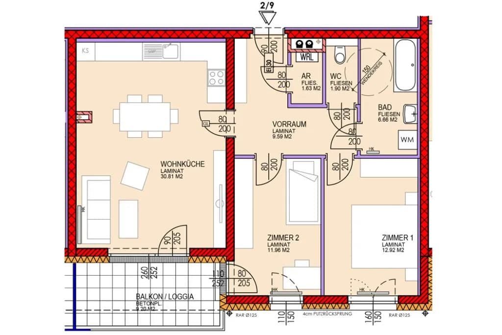 3-Zimmer-Wohnung mieten in Wiener Neustadt – 75,47 m², € 1.015 – Bild 2 von 5